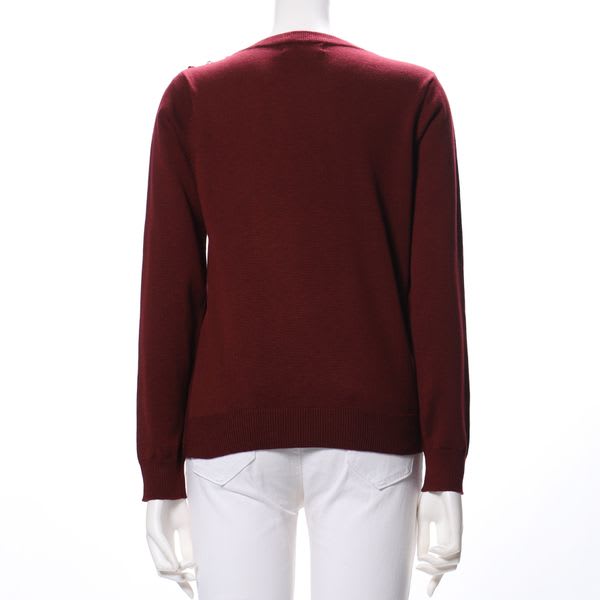 ショルダーボタンクルーネックニット