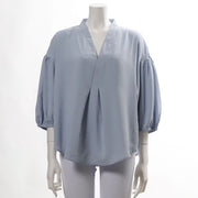 Vネックボリュームスリーブブラウス