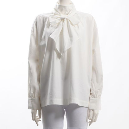 ドロップショルダーボウタイブラウス