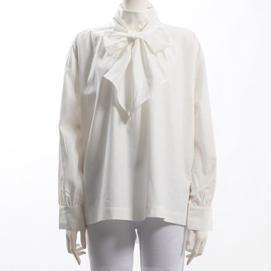 ドロップショルダーボウタイブラウス