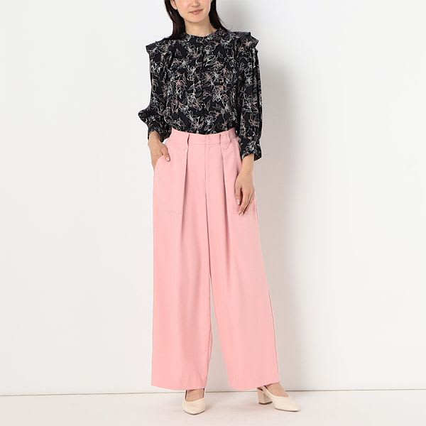 パウダーストワイフロントパッチポケットワイドパンツ