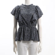 ラッフルスリーブペプラムブラウス