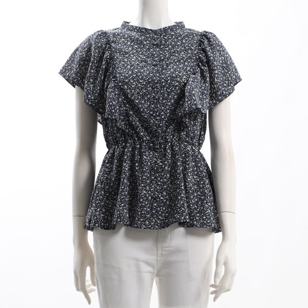 ラッフルスリーブペプラムブラウス