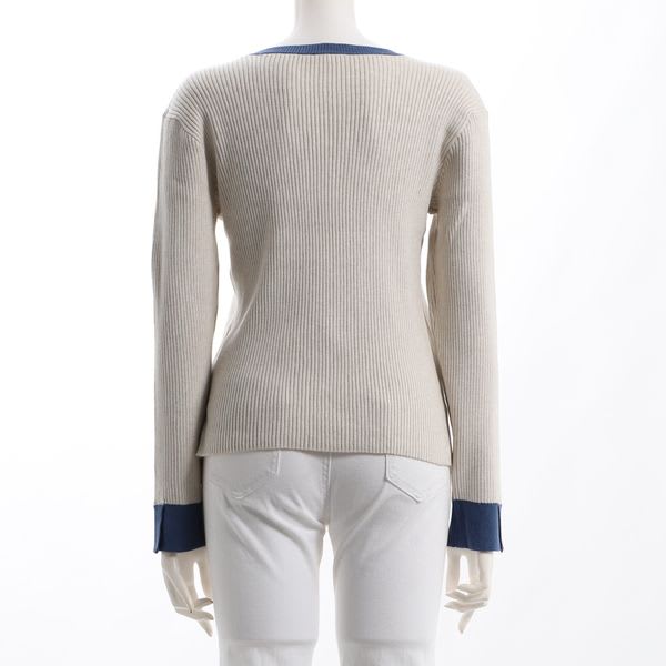 バイカラーリブニット