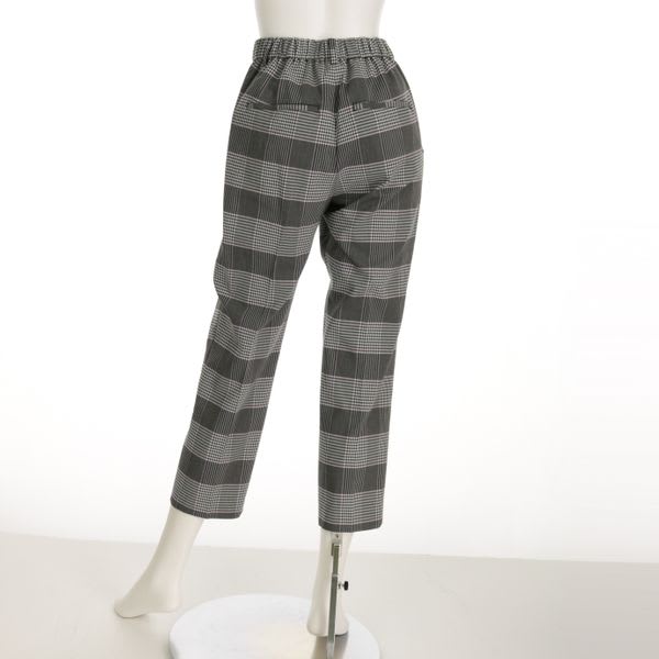 チェック柄タック入りテーパードパンツ