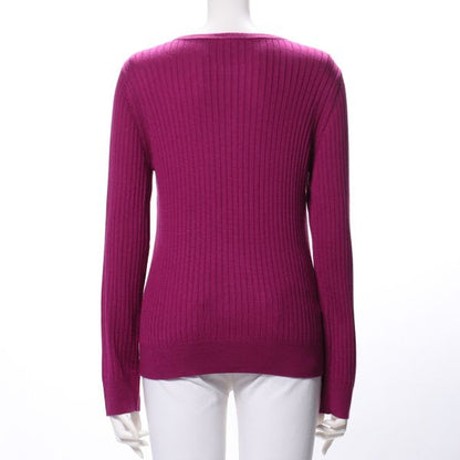 ラウンドネックリブニット