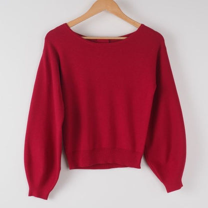 バルーンスリーブボートネックニット