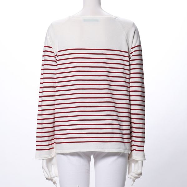 ボーダー柄ラウンドネックニット