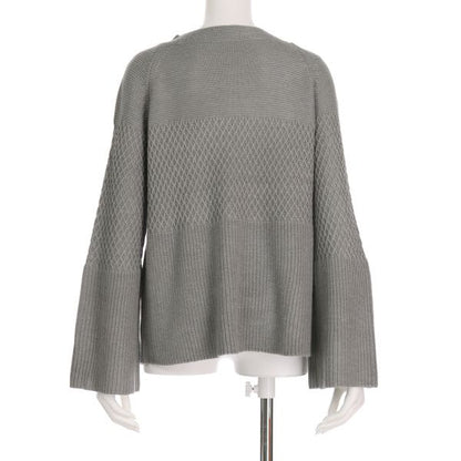 デザイン編み切り替えニット