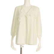 フラップポケット付きオープンフロントブラウス