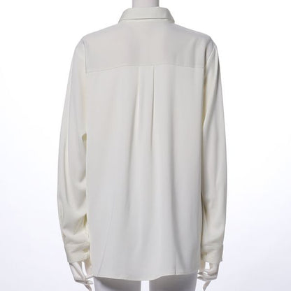 襟付き裾タックシャツ