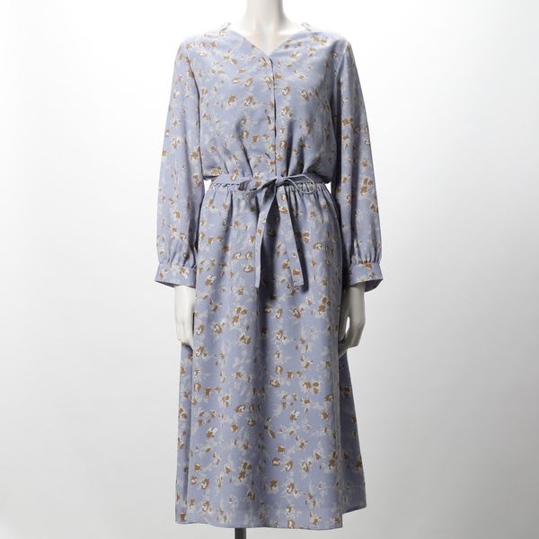 ウエストリボン小花柄ワンピース