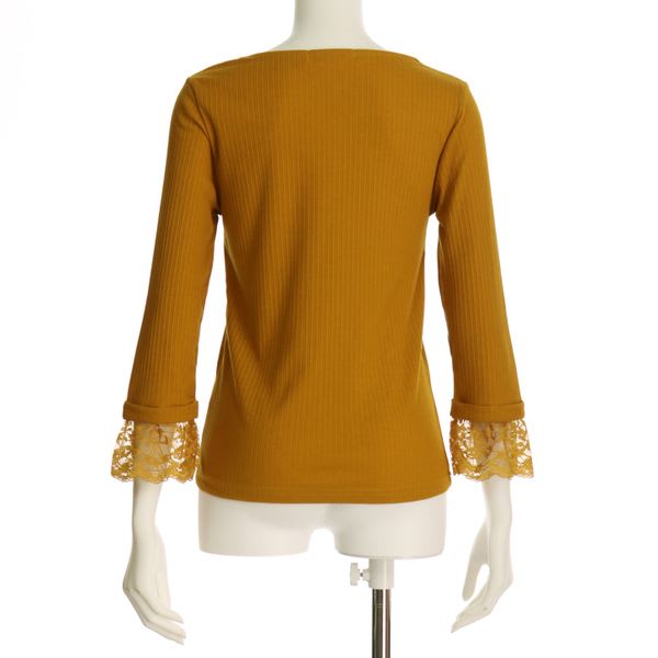 無地テレコレース切り替えカットソー