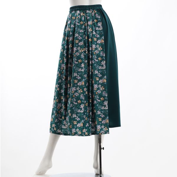 花柄切り替えフレアスカート