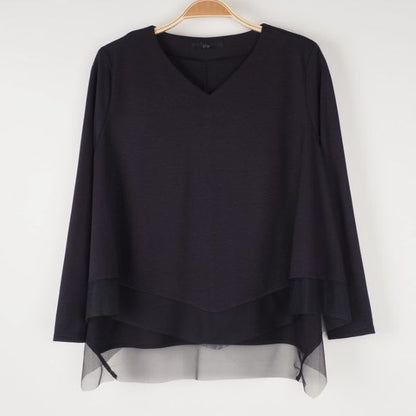 裾異素材切替えカットソー