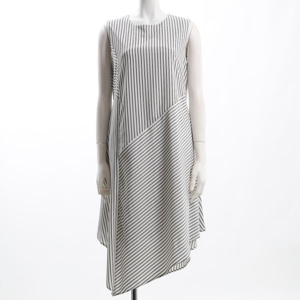 イレギュラーヘムストライプ切り替えワンピース