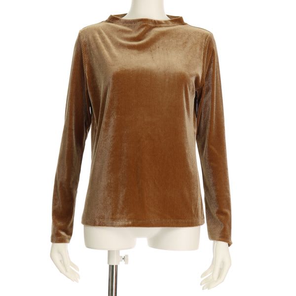 針抜きベロアオフネックカットソー