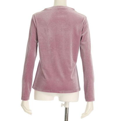 針抜きベロアオフネックカットソー