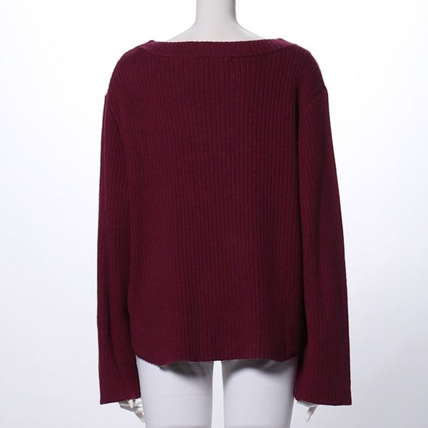 太リブ首空きニット