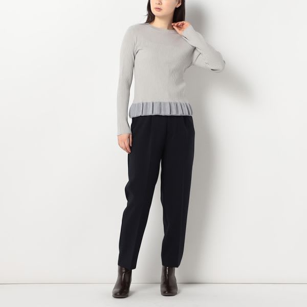 裾切り替えデザインリブニット