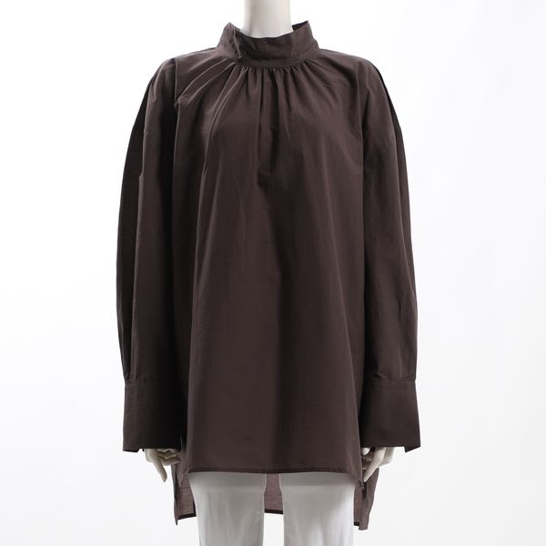 バックリボンスタンドカラーブラウス