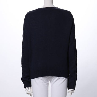 ケーブル編みドロップショルダーニット