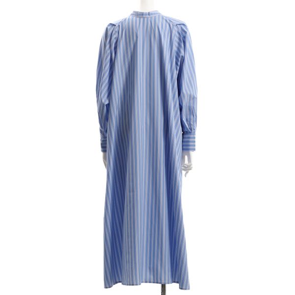 ふんわりボリューム袖ストライプワンピース