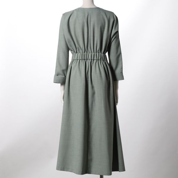 フロントボタンベルト付きワンピース
