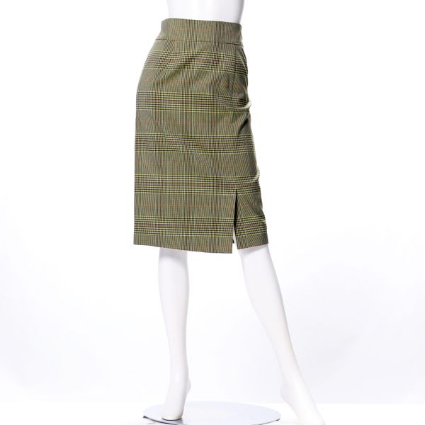 ラップ風デザイングレンチェック柄タイトスカート
