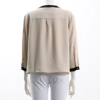 バイカラー ネックラインデザインブラウス