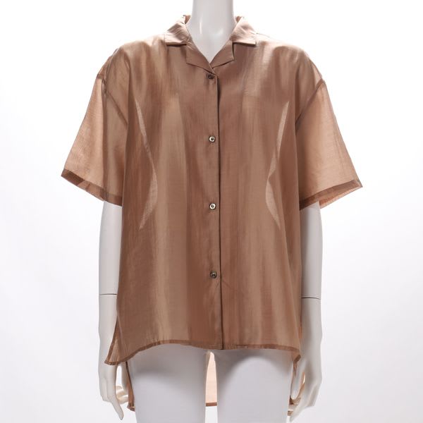 シアー素材オープンカラーシャツ