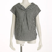 ギンガムチェックタックブラウス