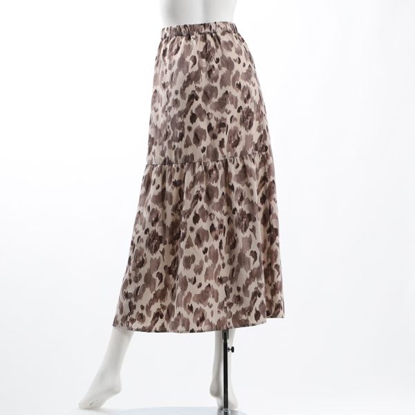 ぼかしレオパードギャザー切り替えスカート