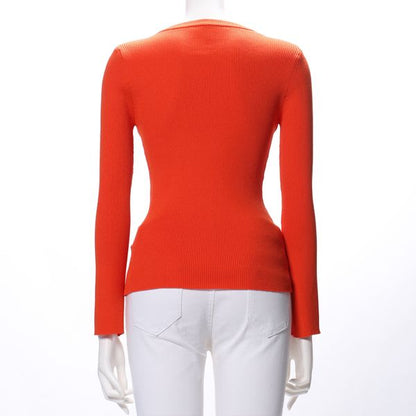 ラウンドネックリブニット