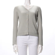 デザイン釦リブカーディガン