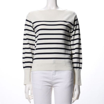 ボーダー柄ボートネックニット