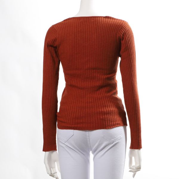 リブVネックニット