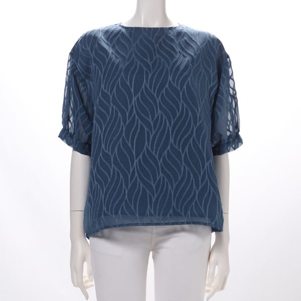 シアー素材クルーネックブラウス