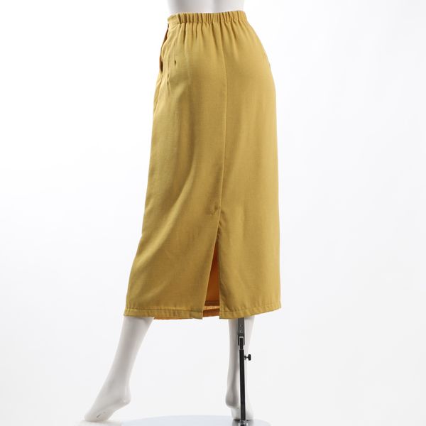麻調バックスリットロングタイトスカート