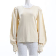 パール付きパフスリーブニット