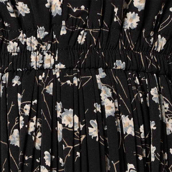 ボウタイプリーツ小花柄ワンピース