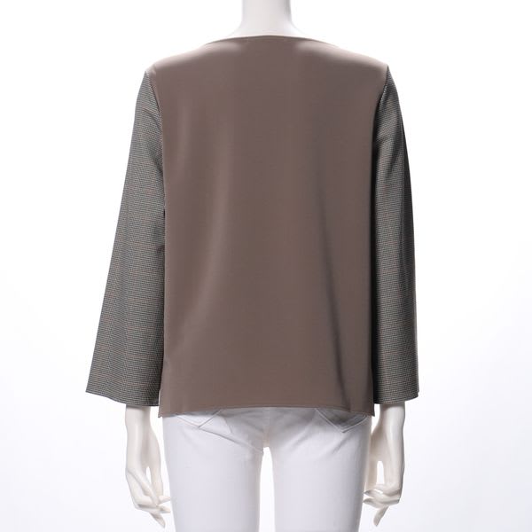 前後異素材ミックスチェックプルオーバー