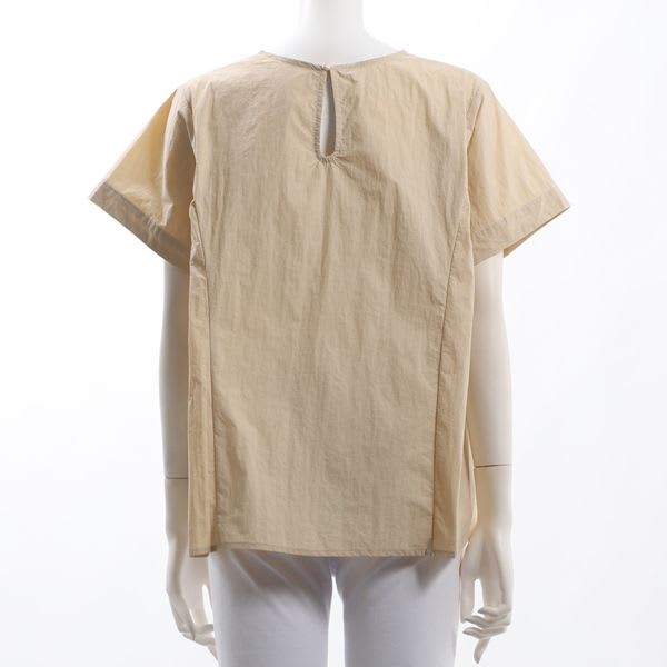 サイド切り替えデザインクルーネックブラウス