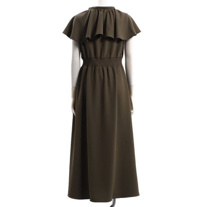 ビッグフリルオープンフロントネックワンピース