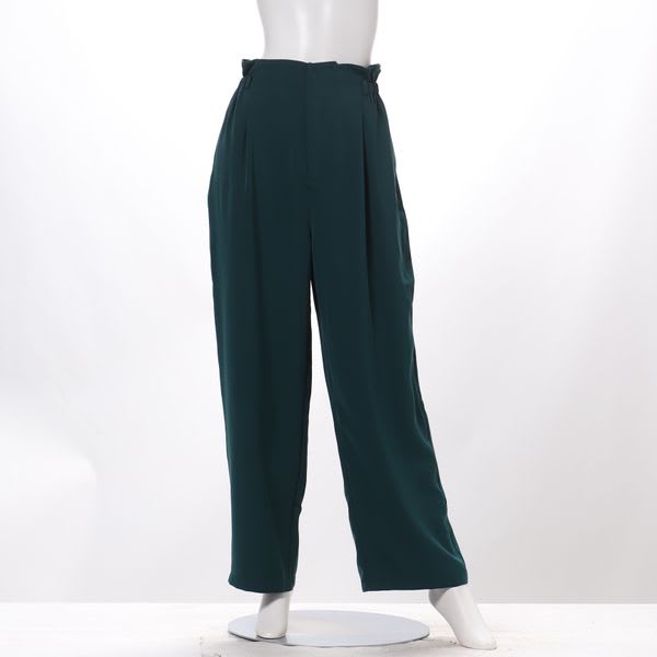 ウエストゴムファスナー付きワイドパンツ