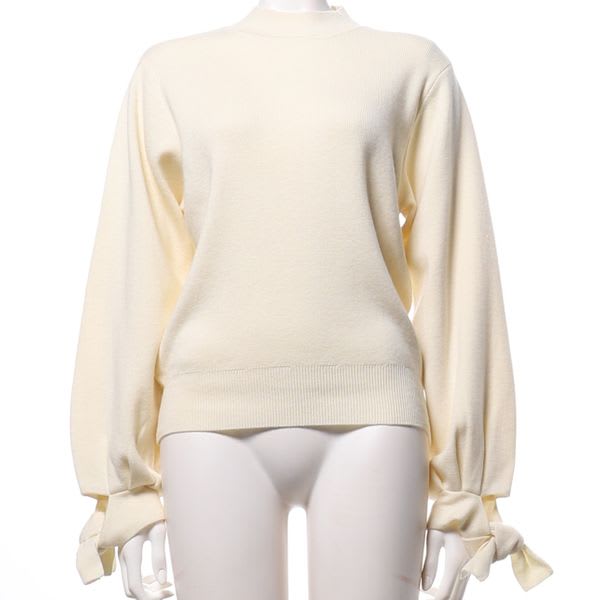 袖口リボンニット