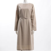 ベルト付きボートネックワンピース