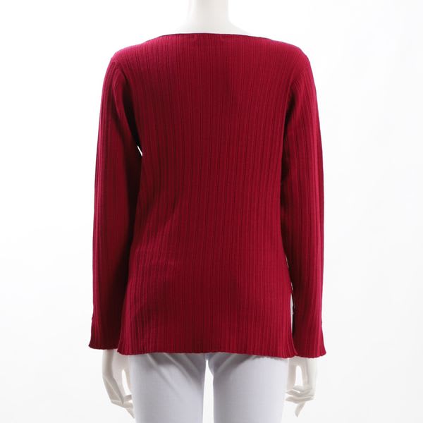 スリット入りボートネックリブニット