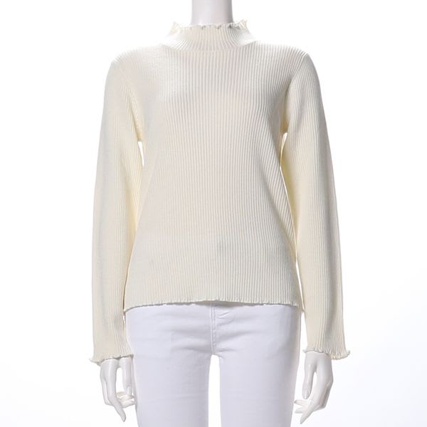 Vネックメローフリルニット