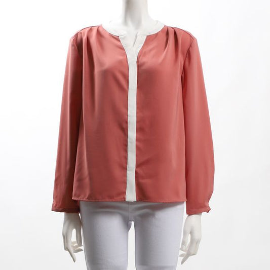 バイカラーネックブラウス